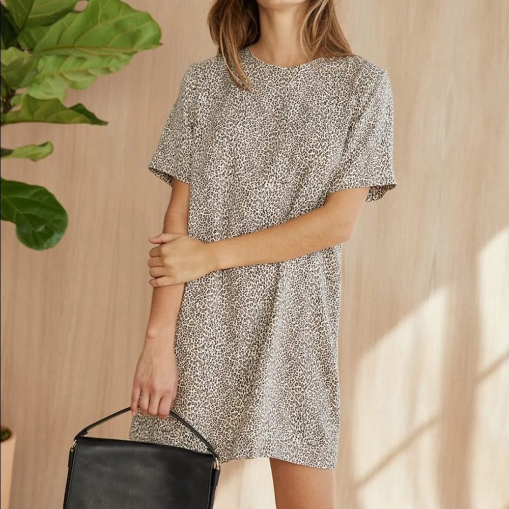 Jenni Kayne Leopard Mini Tshirt Short Shift Sleeve Dress New With Tags Small
